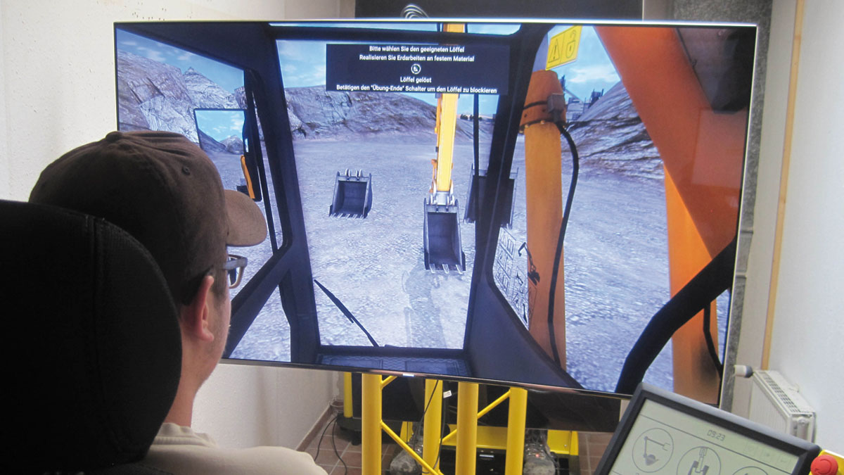 Moderne Simulatoren ergänzen die praktische  Ausbildung der Bau-Azubis. (Foto: Bauwirtschaft Baden-Württemberg)