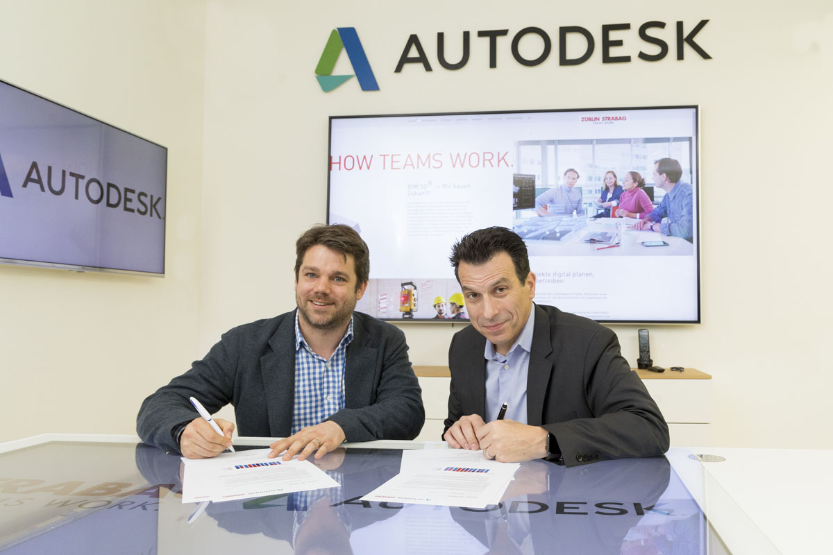 Klemens Haselsteiner, Strabag-Digitalvorstand, und Andrew Anagnost, CEO von Autodesk, wollen die Zusammenarbeit vertiefen. (Foto: Autodesk)