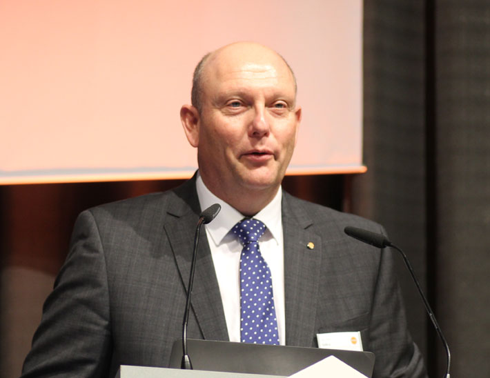 Michael Gilka, Geschäftsführer der Bundesvereinigung mittelständischer Bauunternehmer (BVMB) beim BVMB-Neujahrsempfang. (Foto: Zacharias)