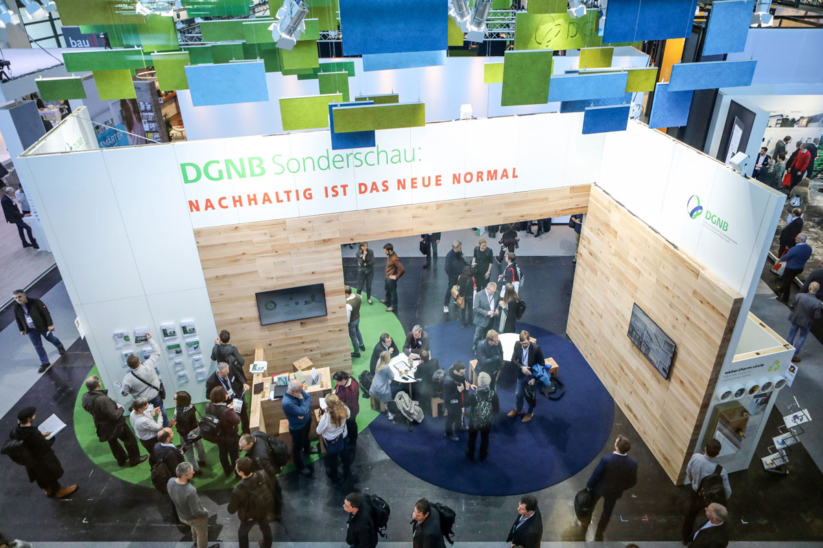 Der DGNB-Stand in den Hallen der Bau 2019 (Foto: DGNB)